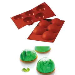 Καλούπι αντικολλητικό σιλικόνης, 30x18cm, 5 x 120ml, ημισφαίριο (φ7xY4cm), SILIKOMART SK/SF001