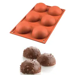 Καλούπι αντικολλητικό σιλικόνης, 30x18cm, 6 x 80ml, ημισφαίριο (φ7xY3.5cm), SILIKOMART SK/SF002