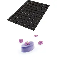 Καλούπι αντικολλητικό σιλικόνης, 60x40cm, 63 x 20ml, oval (5.1x3.1xY1.2cm), SILIKOMART SK/SQ056