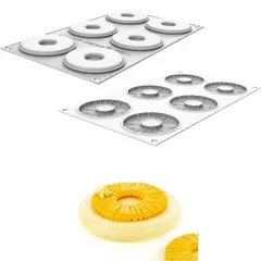 Καλούπι αντικολλητικό σιλικόνης, 30x18cm, 6 x 24ml, tutu (φ7.5xY0.9cm), SILIKOMART SK/TUTU24