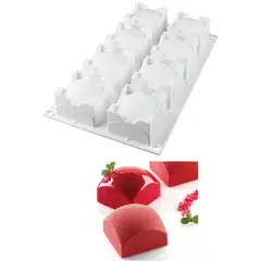 Καλούπι αντικολλητικό σιλικόνης, 30x18cm, 8 x 110ml, square sphere, (6x6xY3.9cm), SILIKOMART SK/SQUARE-SPHERE110