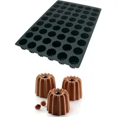 Καλούπι αντικολλητικό σιλικόνης, 60x40cm, 54 x 80ml, canneles (φ5.6xY5cm), SILIKOMART SK/SQ002