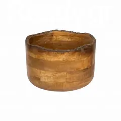 Ξύλινο ασύμμετρο μπωλ, φ25xΥ16cm, Mango σε φυσική απόχρωση με σχέδιο καμένου μαύρου WD-5477-S