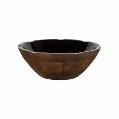 Ξύλινος κυμματιστό μπωλ, φ30xΥ7.6cm, Mango σε απόχρωση καρυδιάς με μαύρο σμάλτο  (τιμή για 2 τεμάχια)  WD-6035-XL