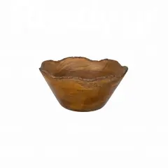 Ξύλινο κυματιστό μπωλ, φ22.5xΥ10.6cm, Mango σε φυσική απόχρωση με σχέδιο καμένου μαύρου (τιμή για 2 τεμάχια)  WD-2504-S