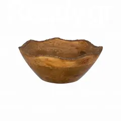Ξύλινο κυματιστό μπωλ, φ30xΥ10.6cm, Mango σε φυσική απόχρωση με σχέδιο καμένου μαύρου WD-2504-L