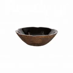 Ξύλινο κυματιστό μπωλ, φ25xΥ7.6cm, Mango σε απόχρωση καρυδιάς με μαύρο σμάλτο (τιμή για 2 τεμάχια)  WD-6035-L