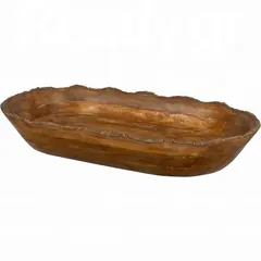 Ξύλινο οβάλ μπωλ, 47.5x27.5xΥ7.5cm, Mango σε φυσική απόχρωση με σχέδιο καμένου μαύρου WD-5478-L