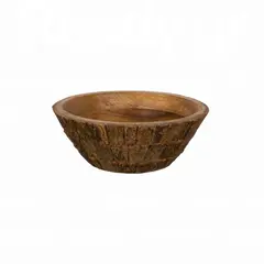 Ξύλινο μπωλ με φλοιό, φ25xΥ10.6cm, Mango σε φυσική απόχρωση με σχέδιο καμμένου μαύρου (τιμή για 2 τεμάχια) WD-3042-L