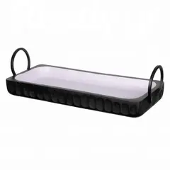 Ξύλινος δίσκος με χερούλια, 40x17.5xΥ10cm, Mango με διπλό χρωματισμό μαύρο/γκρι-ανοιχτό λιλά WD-6842