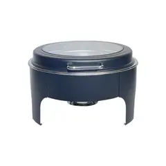 Μπαιν Μαρί στρογγυλό, INOX μαύρο, Υδραυλικό, με γυάλινο καπάκι NV-07-079