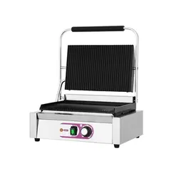 Τοστιέρα Ραβδωτή Μονή, 42.6x36xΥ21cm, Πλάκες (πάνω/κάτω 36x28.5cm), 2.2Kw, Karamco PG-812A