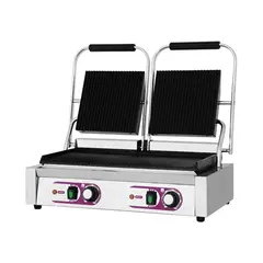 Τοστιέρα Ραβδωτή Διπλή, 56.5x36xΥ21.5cm, Πλάκες (πάνω [2x]24x28cm/κάτω 50x28cm), 3.6Kw, Karamco PG-813A