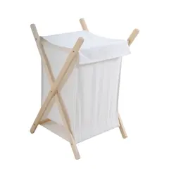 ΚΑΛΑΘΙ ΑΠΛΥΤΩΝ ΞΥΛΙΝΟ ΜΕ ΛΕΥΚΟ ΣΑΚΟ 55lt 42x42x70εκ. ANKOR 829873