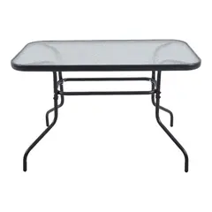 ΤΡΑΠΕΖΙ ΜΕΤΑΛΛΙΚΟ ΣΕ ΑΝΘΡΑΚΙ ΧΡΩΜΑ ΜΕ ΓΥΑΛΙΝΗ ΕΠΙΦΑΝΕΙΑ 110x60x70εκ ANKOR 831548