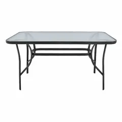 ΤΡΑΠΕΖΙ ΜΕΤΑΛΛΙΚΟ ΣΕ ΑΝΘΡΑΚΙ ΧΡΩΜΑ ΜΕ ΓΥΑΛΙΝΗ ΕΠΙΦΑΝΕΙΑ 120x70x70εκ ANKOR 831562