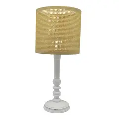 ΠΟΡΤΑΤΙΦ ΞΥΛΙΝΟ ΣΕ ΛΕΥΚΟ ΑΝΤΙΚΕ ΧΡΩΜΑ ΜΕ ΜΠΕΖ ΡΑΤΑΝ ΚΑΠΕΛΟ 17x17x36εκ. Ε14/ΜΑΧ 40W ANKOR 833504