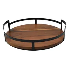 ΔΙΣΚΟΣ ΞΥΛΙΝΟΣ ΜΕ ΜΑΥΡΟ ΜΕΤΑΛΛΙΚΟ ΣΚΕΛΕΤΟ ΣΤΡΟΓΓΥΛΟΣ 28,5x28,5x6εκ. ANKOR 841523