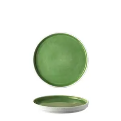 Πιάτο πορσελάνης ρηχό με κάθετα πλαϊνά, φ20.3xΥ2.2cm, Reactive πράσινο, Σειρά Geo, Prego (τιμή για 6 τεμάχια) P-GEO-W01/GN