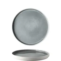 Πιάτο πορσελάνης ρηχό με κάθετα πλαϊνά, φ26.6xΥ2.5cm, Reactive γκρι, Σειρά Geo, Prego (τιμή για 6 τεμάχια) P-GEO-W02/GR