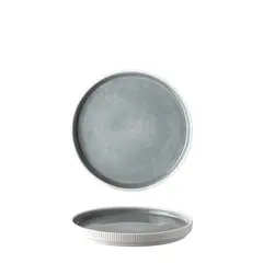 Πιάτο πορσελάνης ρηχό με κάθετα πλαϊνά, φ20.3xΥ2.2cm, Reactive γκρι, Σειρά Geo, Prego (τιμή για 6 τεμάχια) P-GEO-W01/GR
