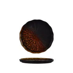 Πιάτο ρηχό πορσελάνης με κάθετα πλαϊνά, φ20.2xΥ2.1cm, σειρά HIKARI, Reactive Καφέ, PREGO (τιμή για 6 τεμάχια) P-HIK-CA14