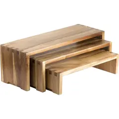 Στάντ/Riser, απο Ξύλο Ακακίας, σετ 3τμχ, Χρώμα Φυσικό, 44x18x11.5cm/48.5x18x15.5cm/56x18x18cm, TableCraft. (TC) RACA300