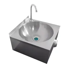 Νιπτήρας υγιεινής, INOX 18/10, επιτοίχιος, με διακόπτη στο γόνατο, 40x40xΥ24cm, KARAMCO. KOS001