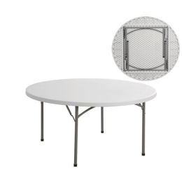 Z.EO174 BLOW τραπέζι Συνεδρίου - Catering Πτυσσόμενο, Μέταλλο Βαφή Γκρι, HDPE Άσπρο Φ152cm H.74cm