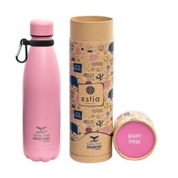 Μπουκάλι Vacuum (θερμός), 500ml, με καπάκι & κλιπ μεταφοράς, ροζ, ESTIA ES/01-7812