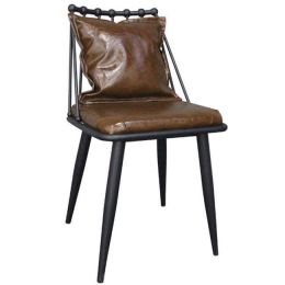 (MinQty) Z.EM715,1 DANTE Καρέκλα Μεταλλική Μαύρη/Pu Vintage Brown 41x52x72cm (Τιμή για 2 τεμάχια)