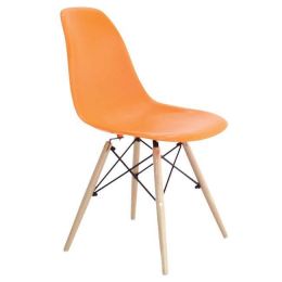 (MinQty) Z.EM123,3W ART Wood καρέκλα Ξύλο/PP Πορτοκαλί 46x52x82cm (Τιμή για 4 τεμάχια)