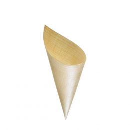 Ξύλινος κώνος σερβιρίσματος φ7xΥ19.5cm, Mίας χρήσης, Leone (τιμή για 100 τεμάχια) S0048.S