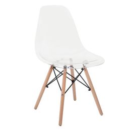 (MinQty)  Z.ΕΜ123 ART Wood Καρέκλα Τραπεζαρίας - Κουζίνας, Πόδια Z.Οξιά, Κάθισμα PET Clear 45x48x81cm (Τιμή για 4 τεμάχια)