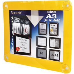 Κορνίζα Α3 φυλλαδίων διάφανη, για Βιτρίνες, κίτρινη, 54x43,5cm SECURIT PFW-A3-YE