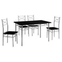 Z.EΜ9792,1  LORETO Set Τραπεζαρία Σαλονιού Κουζίνας: Τραπέζι + 4 Καρέκλες Μέταλλο Βαφή Silver, Wenge Τρ.120x70x74 / Καρ.40x40x90 cm