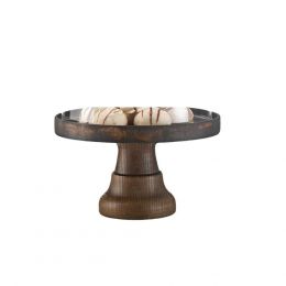 Τουρτιέρα ξύλινη φ25cm, με πόδι 12cm, Wenge με οικολ. λάδι, (χωρίς το καπάκι), GARIBALDI UWS01-2412-WG