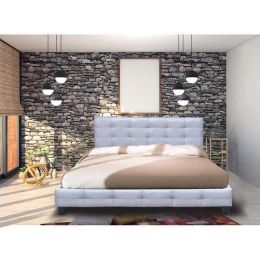 Z.E8050,4 FIDEL κρεβάτι διπλό ξύλινο/γκρι ύφασμα 188x215x107cm