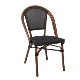 Z.E288 COSTA Καρέκλα Dining Αλουμινίου Απόχρωση Καρυδί Textilene Μαύρο 50x55x85cm