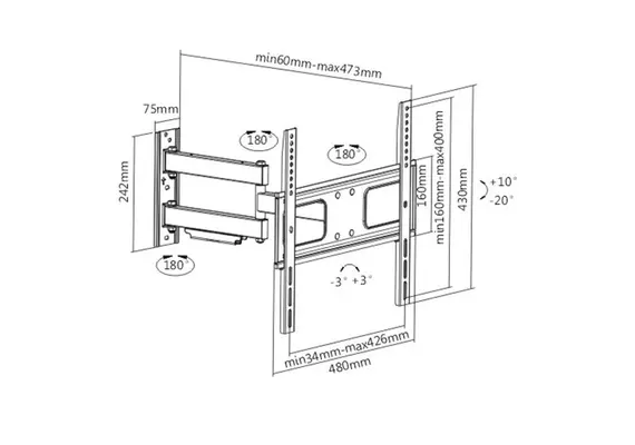 LPA36-443 BRATECK ΒΑΣΗ ΓΙΑ LCD-TV MONITOR 32‘‘ έως 55΄΄