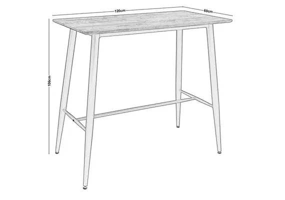 Z.EM158,1 LAVIDA τραπέζι BAR Βαφή Μαύρη/Antique Oak 120x60x106cm