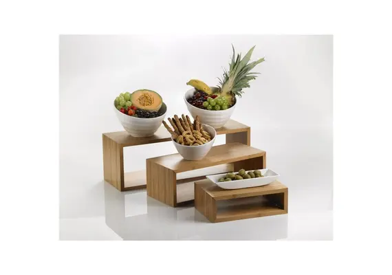 Σταντ Παρουσίασης 3 τεμαχίων, Bamboo, Παραλληλόγραμμο. 60x20x20 / 45x20x15 / 30x20x10cm S0130