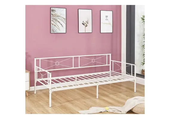 Z.E8019,2 QUEEN Daybed κρεβάτι Μέταλλικό άσπρο 196x95x75cm (Στρώμα 90x190cm)