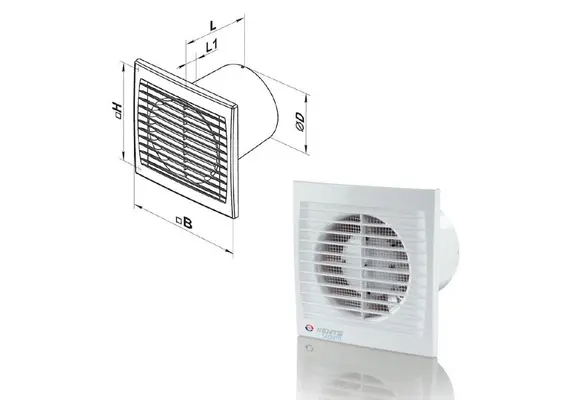 Ανεμιστήρας τοίχου με χρονοδιακόπτη VENTS D100 x B150 x H120 x L108 x L1 12 mm   590910.0012