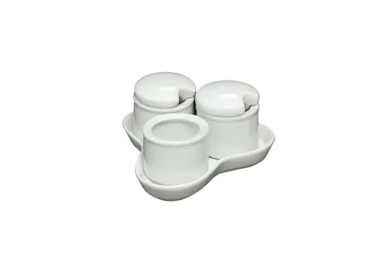 Σετ 3x150ml βαζάκια με δισκάκι πορσελάνης 150ml,για αλάτι-πιπερι-πάπρικα κλπ Σειρά BRILLO, LUKANDA LBR-S4-150
