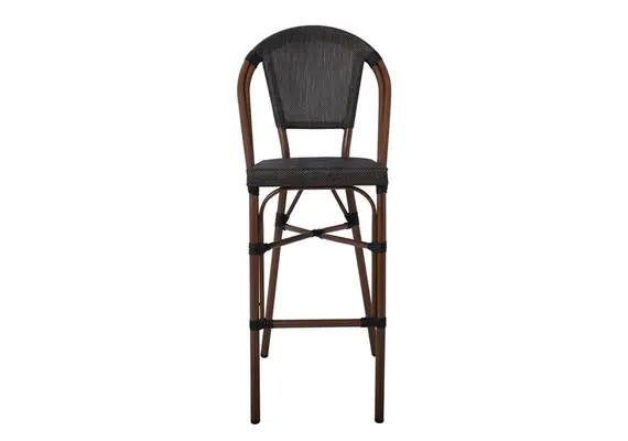 Z.E289 COSTA Σκαμπώ Bar Αλουμίνιο Καρυδί/Textilene Μαύρο 50x55x76/116cm
