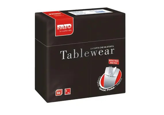 ΠΑΚΕΤΟ 50 Χαρτοπετσέτες Airlaid Quick Pocket 40x40 Tablewear μαύρες 88480400
