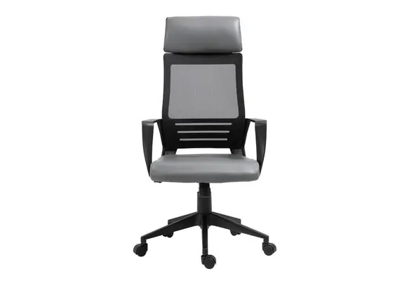 Z.EO607,2 BF2500 Πολυθρόνα Γραφείου Διευθυντή Mesh Μαύρο - Pu Γκρι 58x62x116/126cm