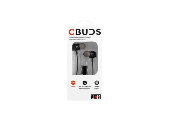 Ακουστικά USB-C με μικρόφωνο, Σχεδιασμός:In-Ear, Μήκος καλωδίου:1.2m  ESTYPEC2BK μαύρα