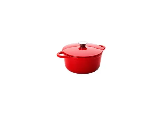 Πυράντοχη κατσαρόλα Cast Iron (μαντέμι), φ24xΥ11.5cm, 3.9Lt, κόκκινη, με καπάκι, IBILI.725921R